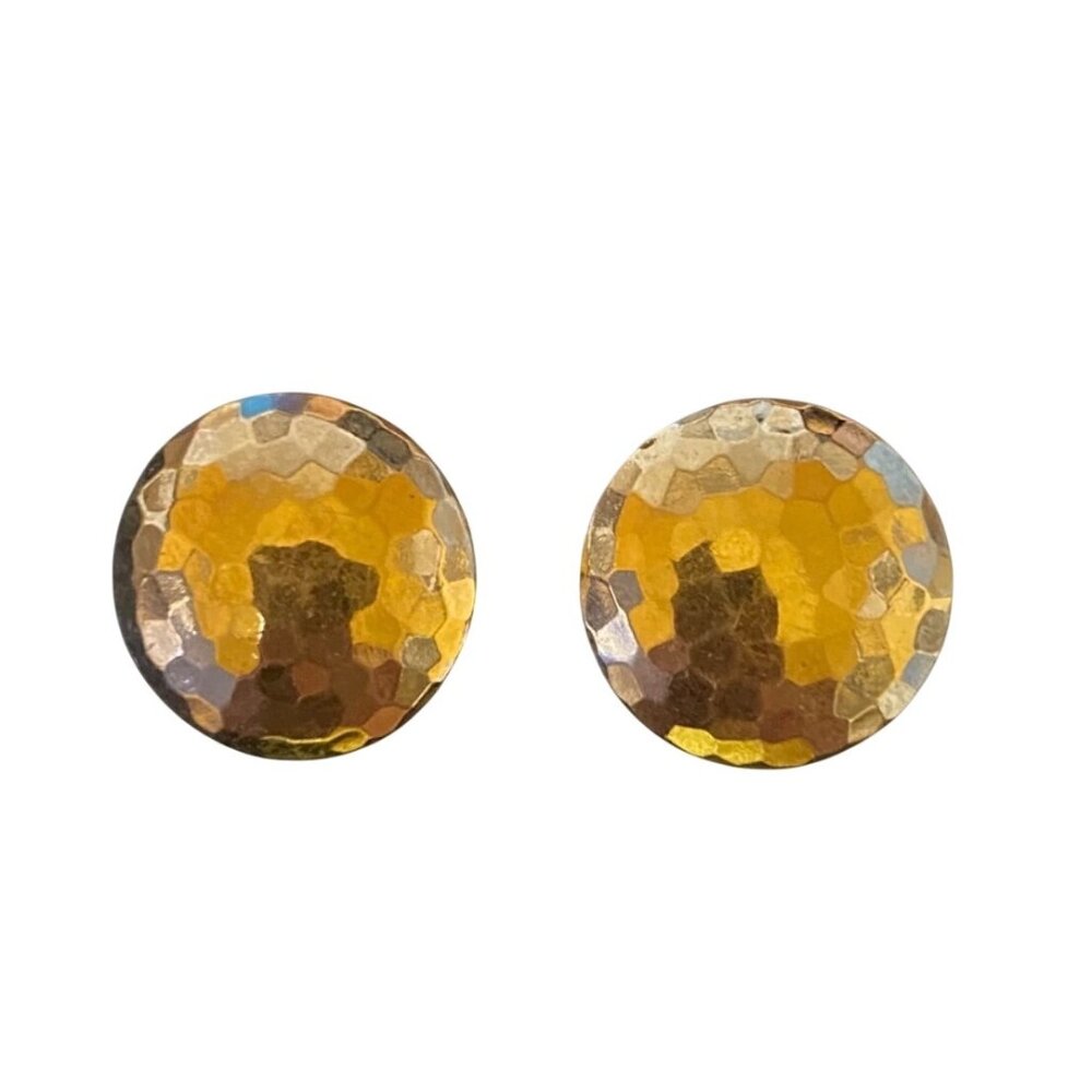 5/8" x 5/8" 14K Gold-Filled Vintage Hammered Round Pierced Earrings